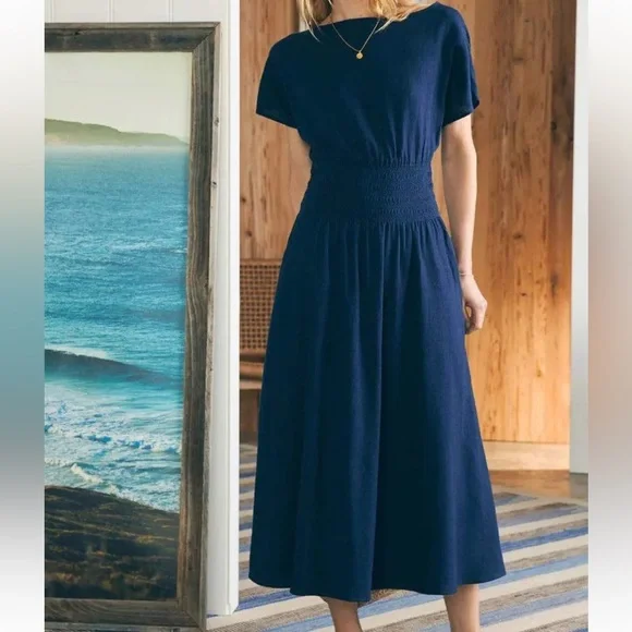 FAHERTY Coast To Coast Midi Dress in Navy - Excellent Pre-Owned Condition, Large - Picture 16 of 16